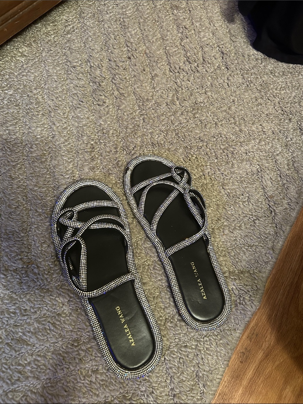 Black Rhinestone Slide Sandals - Picture 1 of 1